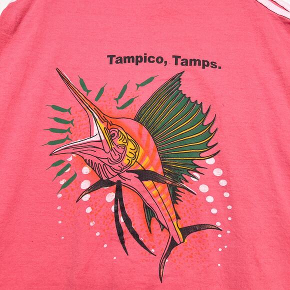 Camps Vintage Y2K Tampico Tamps Marlin Mini Dress Coverup Fringe Pink Tropical - Picture 2 of 10